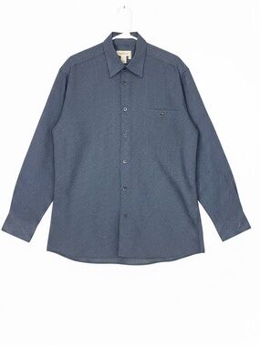 Ermenegildo Zegna Navy Micro-Pattern Dress Shirt Large